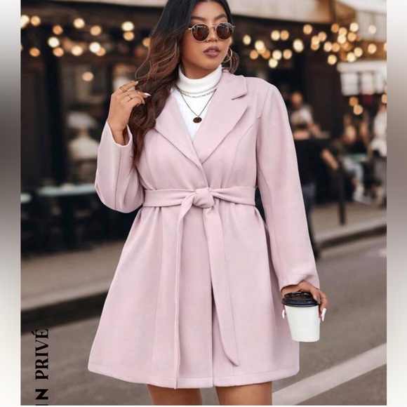 Pink Faux Fur Collar Coat - Picture 3 of 5
